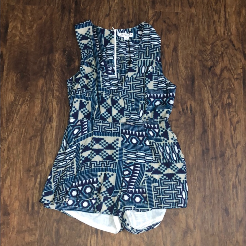 Printed V neck Romper